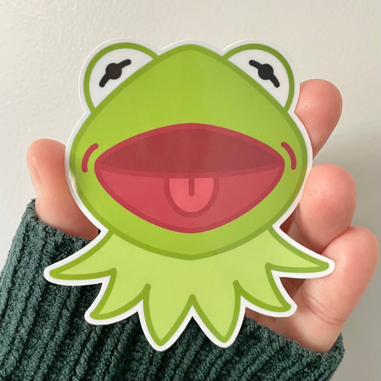 Excited Kermie Frog Sticker Waterproof Sticker