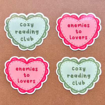 Cozy Bookish & Enemies to Lovers Waterproof Stickers