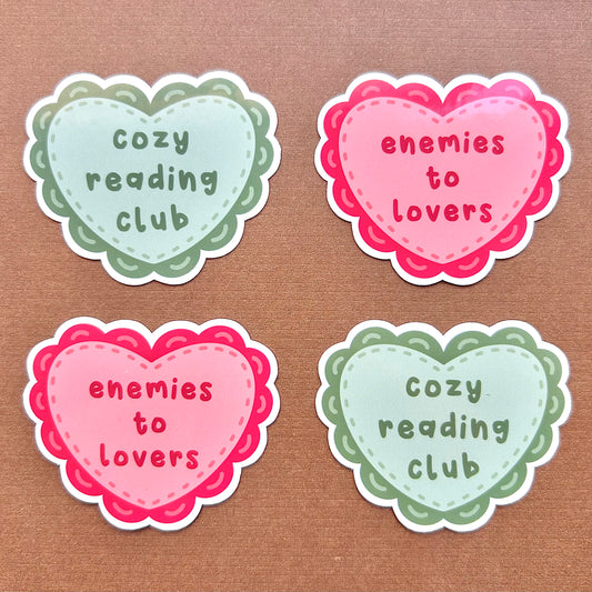 Cozy Bookish & Enemies to Lovers Waterproof Stickers